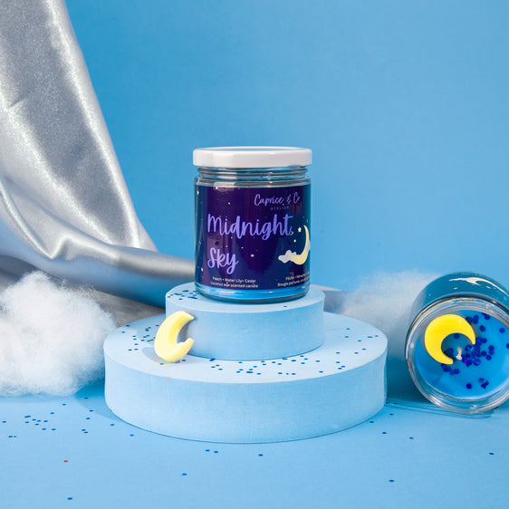 Midnight Sky Candle - Peach + Waterlily + Cedar