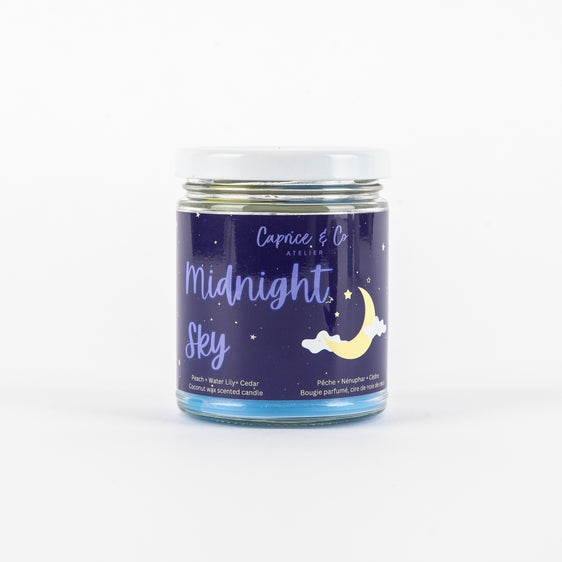 Midnight Sky Candle - Peach + Waterlily + Cedar
