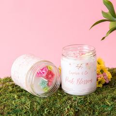 Pink Blossom Candle - Peony + Rose + Suede